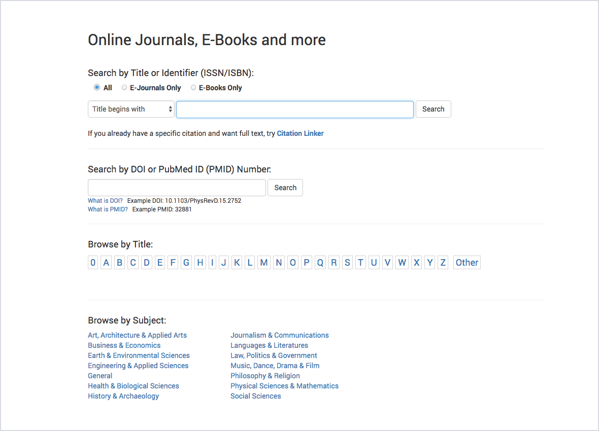 Close up of methods of searching for content on IUL's site