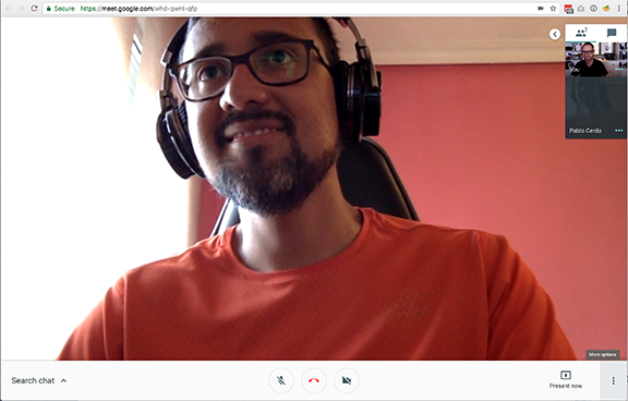 Pablo and Mark meeting on Google Hangouts