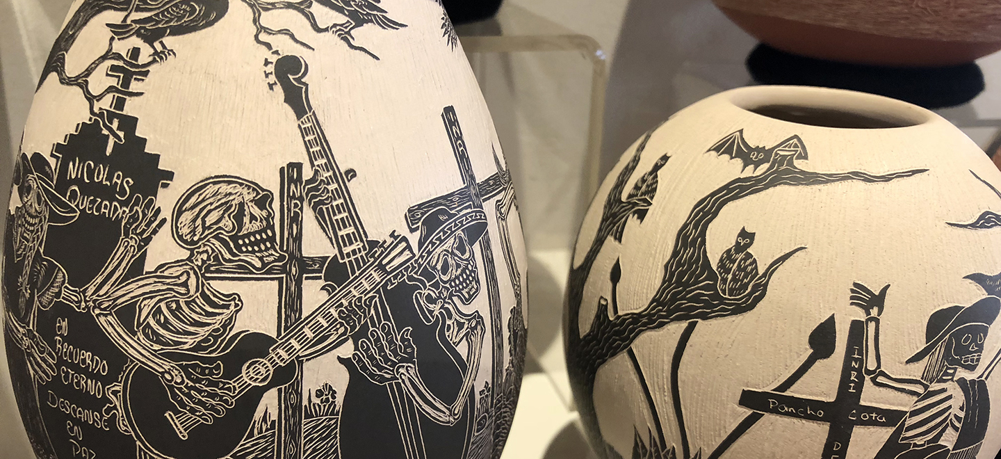 Black and white handmade pottery