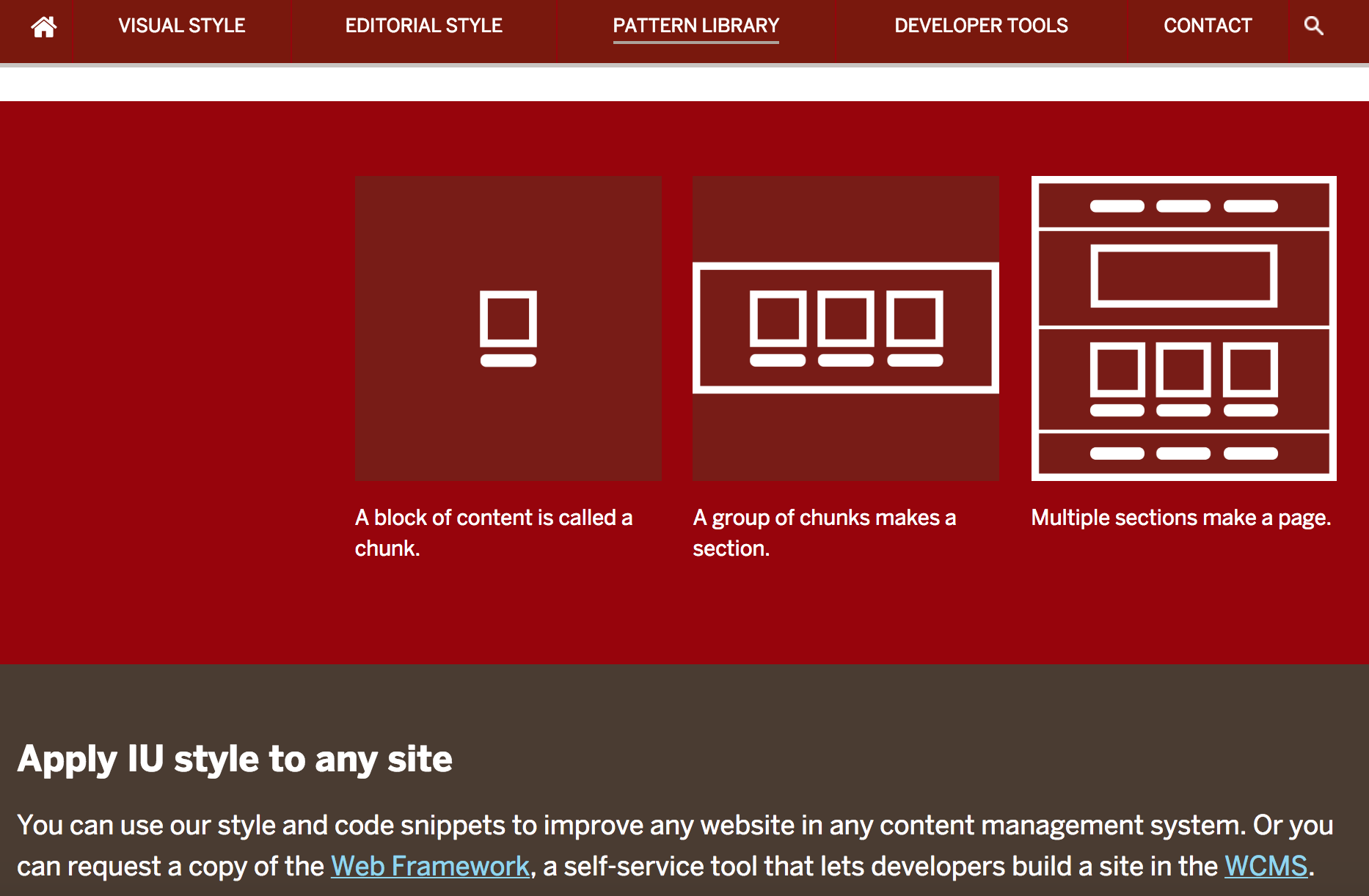 Screenshot of Indiana University website style guide