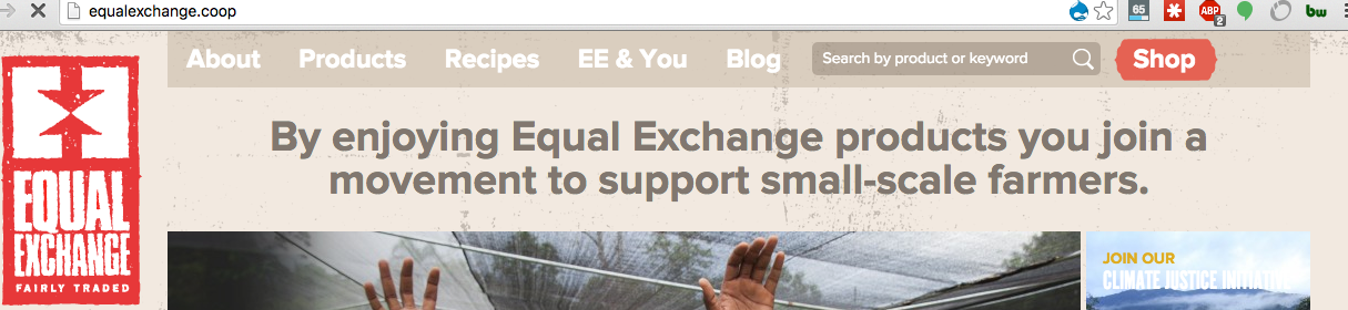 Header for the Equal Exchange Drupal site