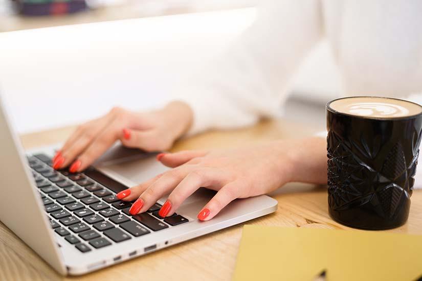 Woman writing her next great blog post